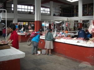 Meat section of Calca market.